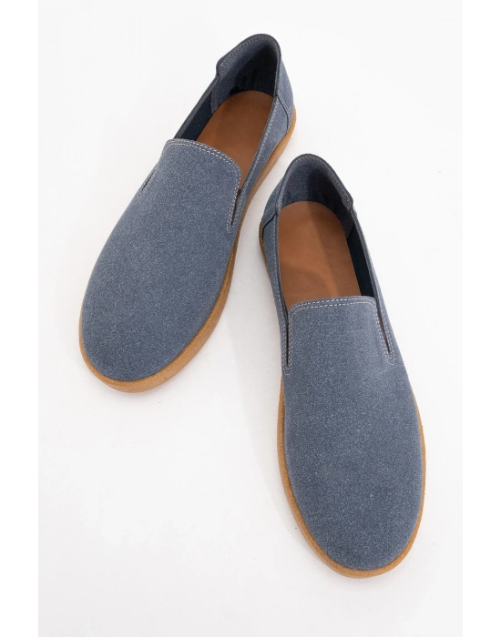 Mira Erkek Mavi Deri tozu Lastikli ayakkabı