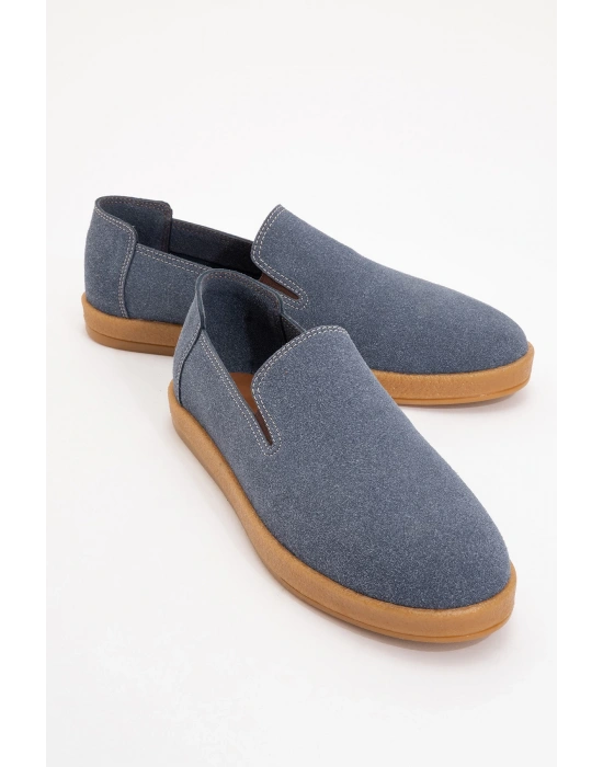 Mira Erkek Mavi Deri tozu Lastikli ayakkabı