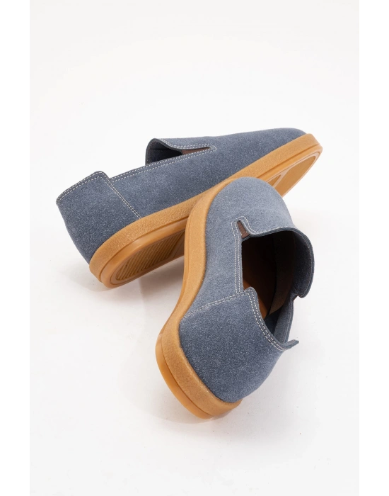 Mira Erkek Mavi Deri tozu Lastikli ayakkabı