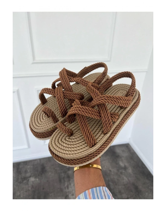 Erkek El yapımı Taba Halat Hasır Taban Sandalet