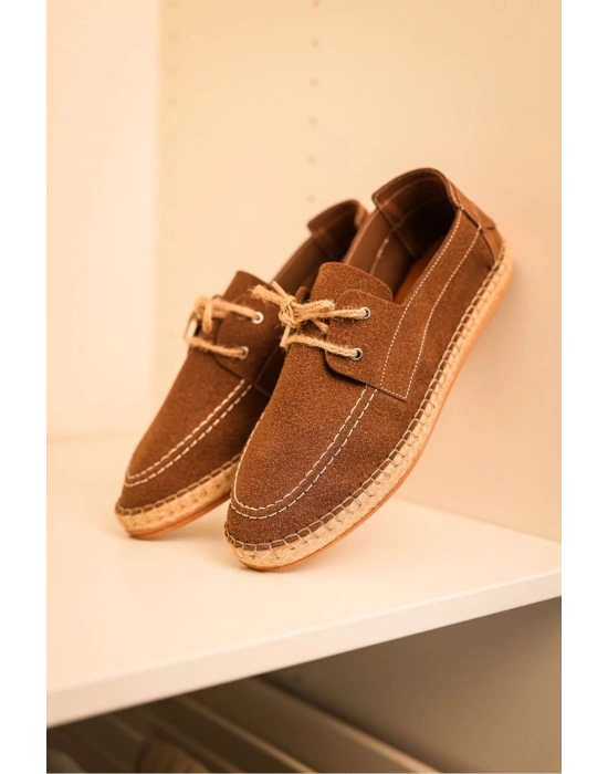 Sahra Erkek Suni Deri Bağcıklı Espadril