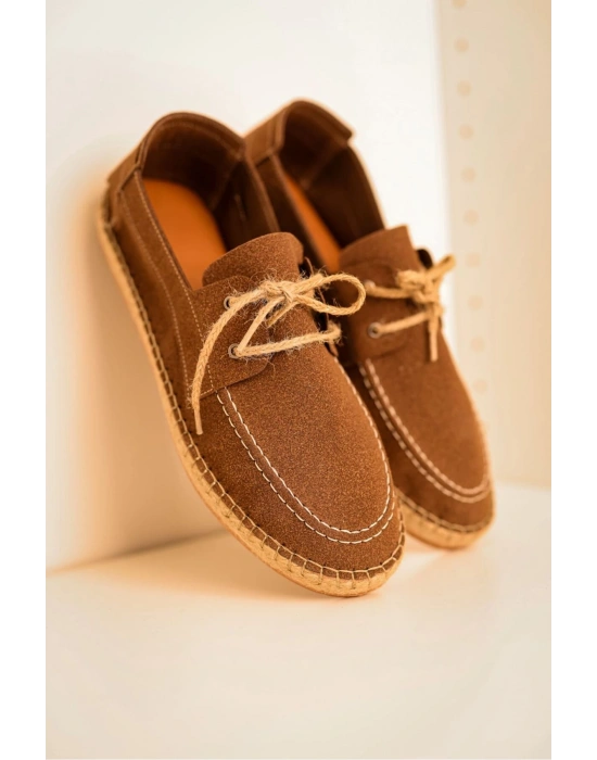 Sahra Erkek Suni Deri Bağcıklı Espadril