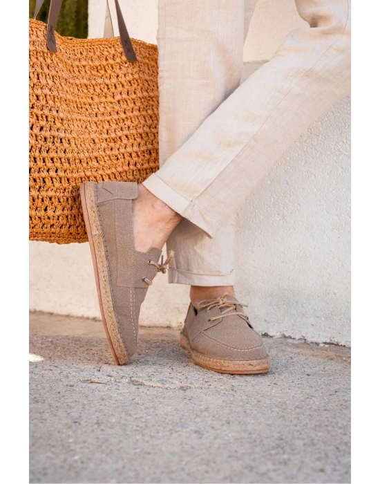 Sahra Erkek Suni Deri Bağcıklı Espadril