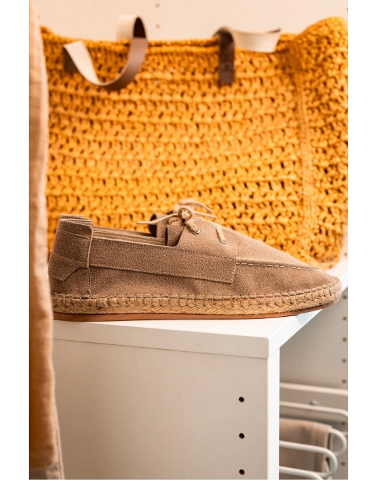 Sahra Erkek Suni Deri Bağcıklı Espadril