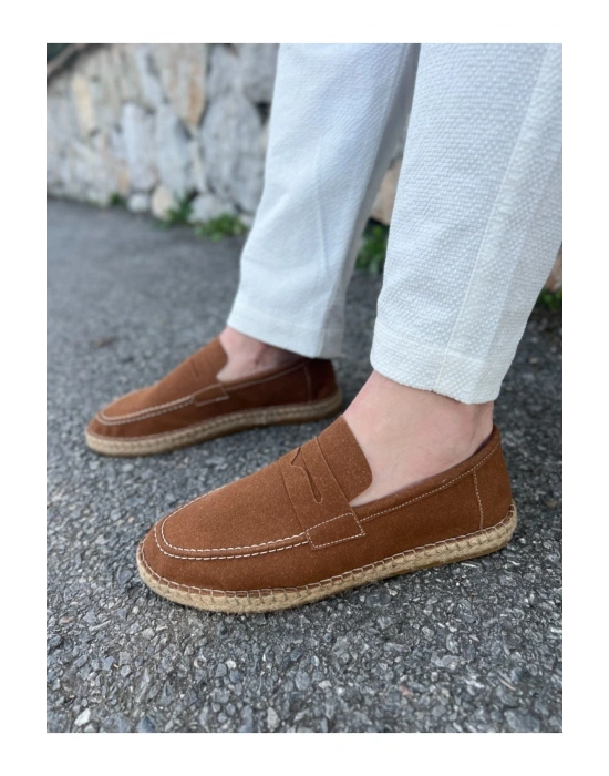 Lotus Erkek Suni Deri Taba Loafer Espadril