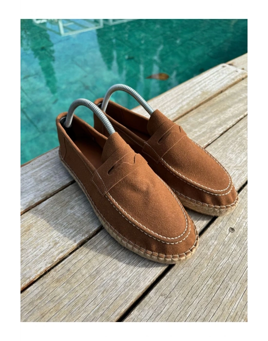 Lotus Erkek Suni Deri Taba Loafer Espadril