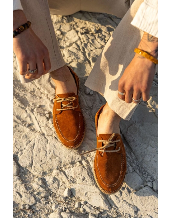 Fleur Hakiki Deri Taba Bağcıklı Espadril