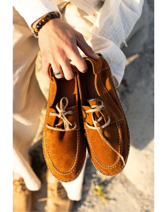 Fleur Hakiki Deri Taba Bağcıklı Espadril