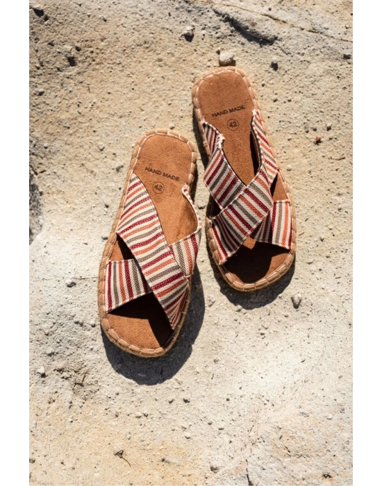 Zeta Renkli Çapraz Keten Erkek Terlik