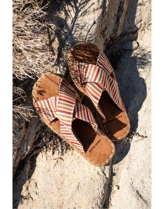 Zeta Renkli Çapraz Keten Erkek Terlik