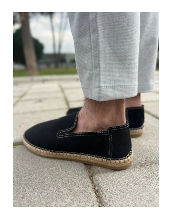 Daisy Erkek Suni Deri Siyah Lastikli Espadril