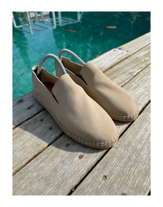 Daisy Erkek Suni Deri Bej Lastikli Espadril