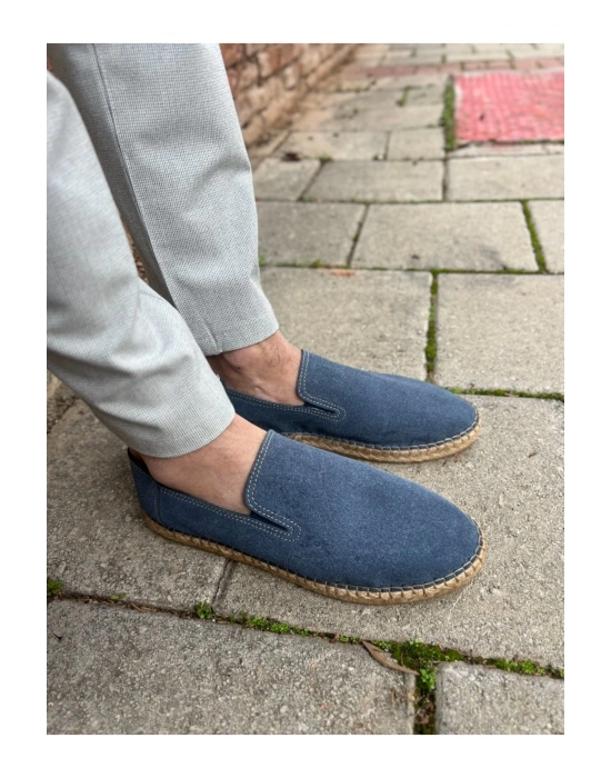 Daisy Erkek Suni Deri Mavi Lastikli Espadril