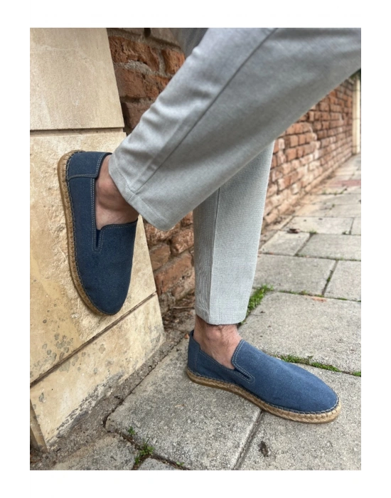 Daisy Erkek Suni Deri Mavi Lastikli Espadril