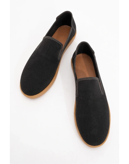 Mira Erkek Siyah Deri tozu Lastikli ayakkabı