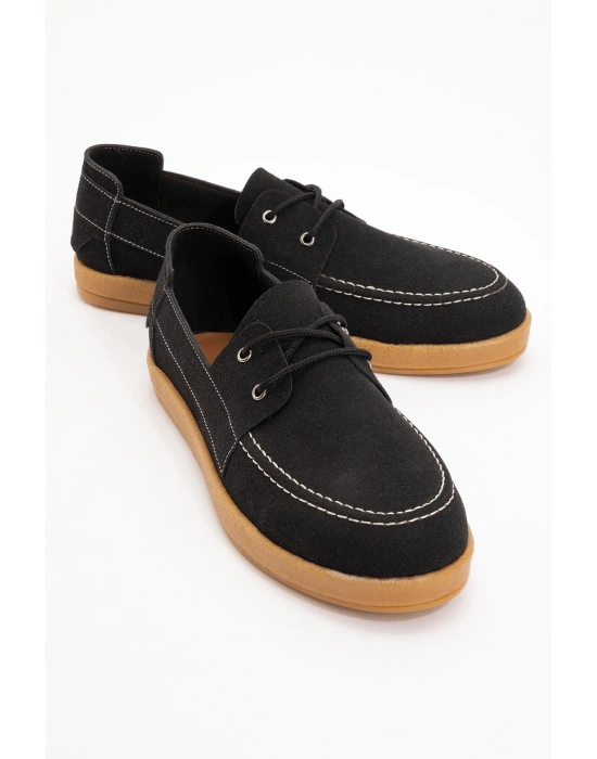 Mary Erkek Siyah Deri Tozu Bağcıklı Ayakkabı