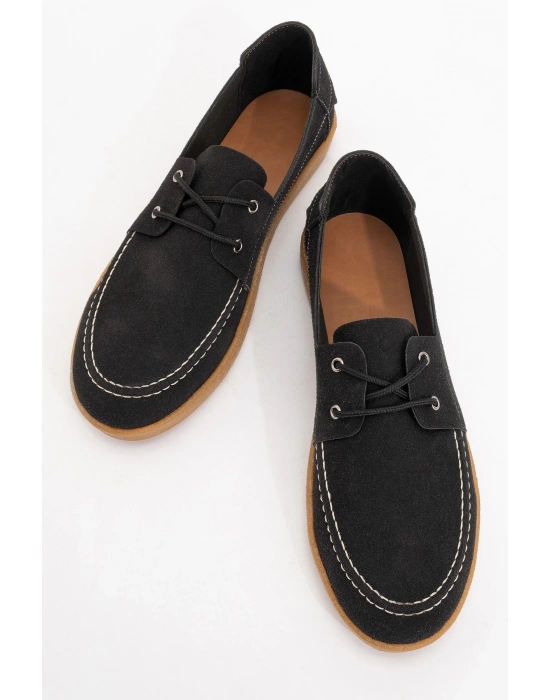 Mary Erkek Siyah Deri Tozu Bağcıklı Ayakkabı