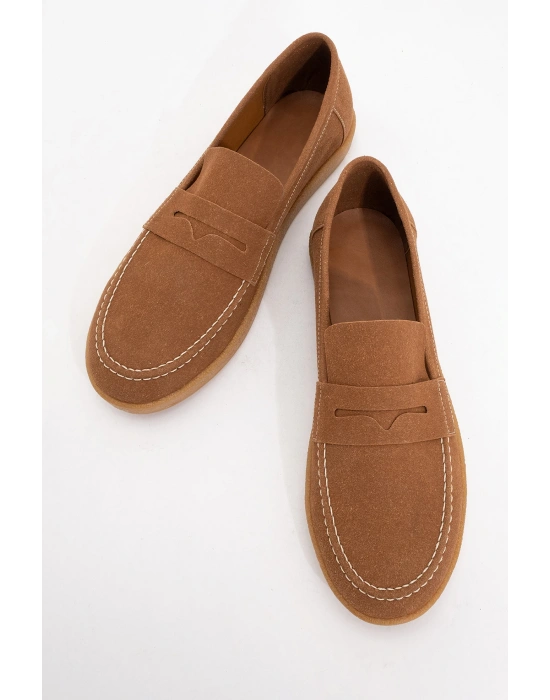 Freya Erkek Taba Deri tozu Loafer ayakkabı