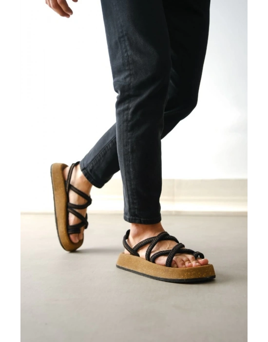 Edwin Erkek Pamuk İp Halat Mantar taban sandalet