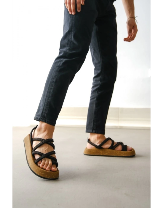 Edwin Erkek Pamuk İp Halat Mantar taban sandalet