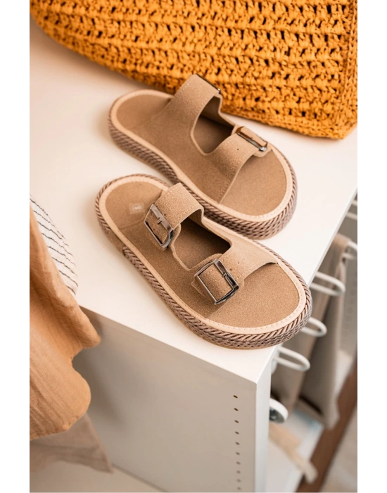 Francesco Vizon Çift Tokalı El Yapımı Natural Hasır Erkek Terlik