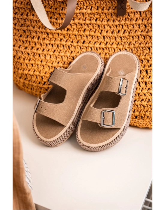 Francesco Vizon Çift Tokalı El Yapımı Natural Hasır Erkek Terlik