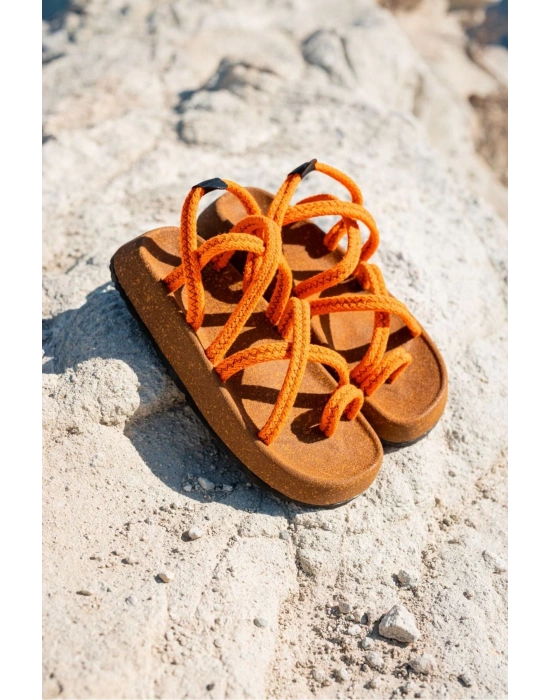 Enrico Turuncu Doğal Pamuk İp Halat Erkek Sandalet