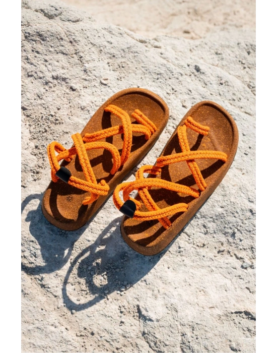 Enrico Turuncu Doğal Pamuk İp Halat Erkek Sandalet