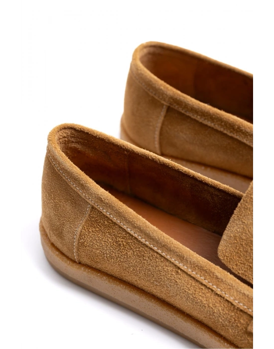 Erkek Hakiki Deri Camel Loafer Kauçuk taban Günlük Ayakkabı