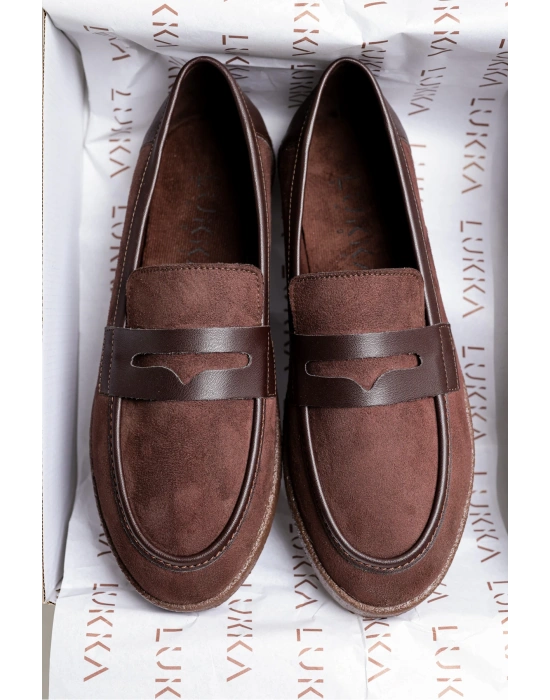 Livya Erkek Acı Kahve Süet Garnili Loafer Ayakkabı