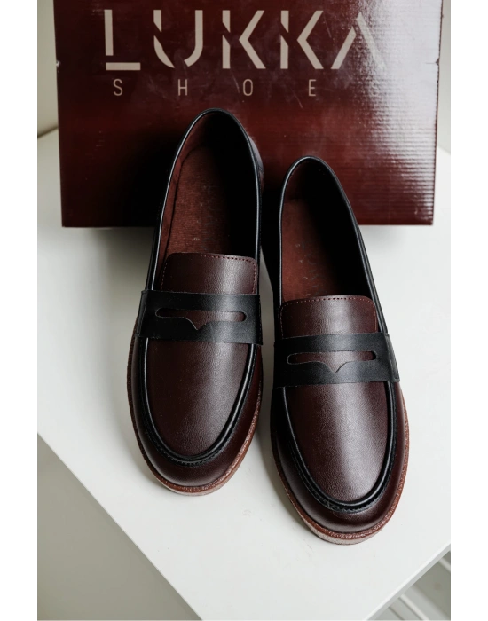 Livya Erkek Acı Kahve Garnili Suni Deri Loafer Ayakkabı