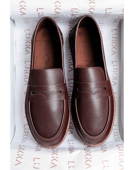 Livya Erkek Acı Kahve Suni Deri Loafer Ayakkabı