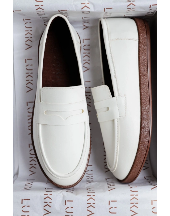 Livya Erkek Beyaz Suni Deri Loafer Ayakkabı