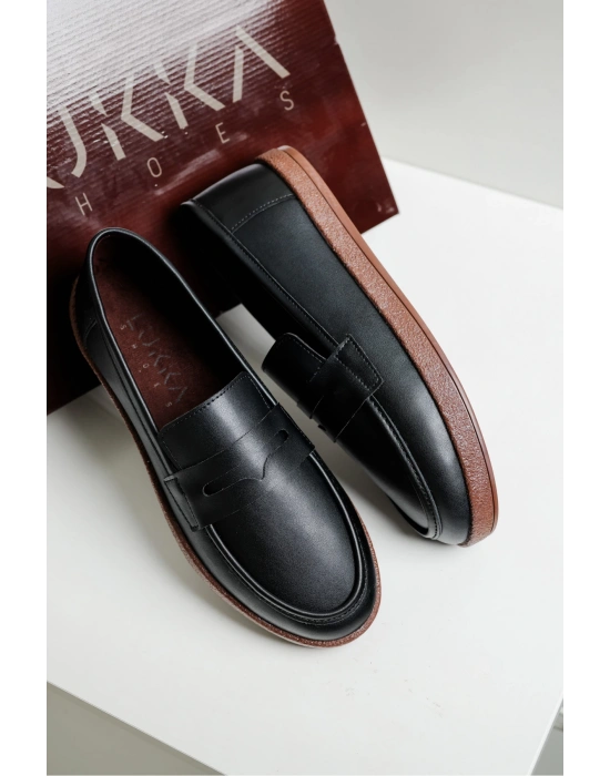 Livya Erkek Siyah Suni Deri Loafer Ayakkabı