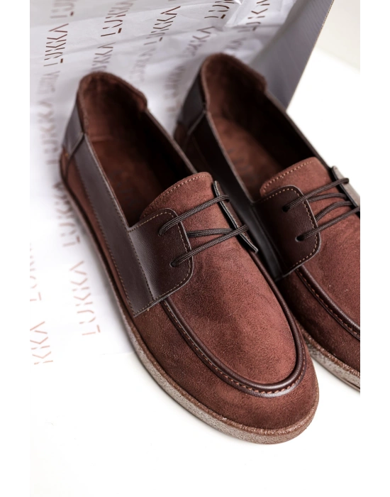 Rosa Erkek Acı Kahve Süet Garnili Bağcıklı Loafer Günlük Casual Ayakkabı