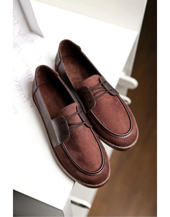 Rosa Erkek Acı Kahve Süet Garnili Bağcıklı Loafer Günlük Casual Ayakkabı