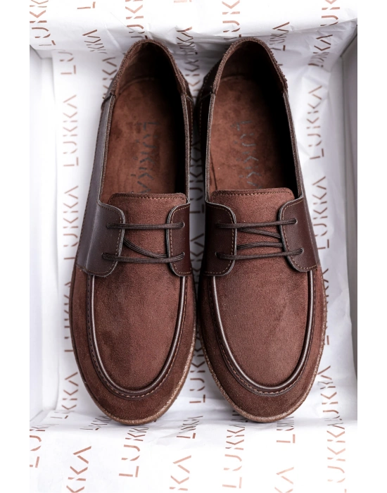 Rosa Erkek Acı Kahve Süet Garnili Bağcıklı Loafer Günlük Casual Ayakkabı