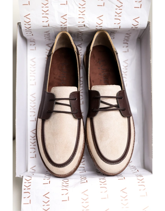 Rosa Erkek Bej Süet Garnili Bağcıklı Loafer Günlük Casual Ayakkabı