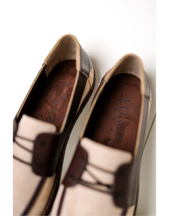 Rosa Erkek Bej Süet Garnili Bağcıklı Loafer Günlük Casual Ayakkabı