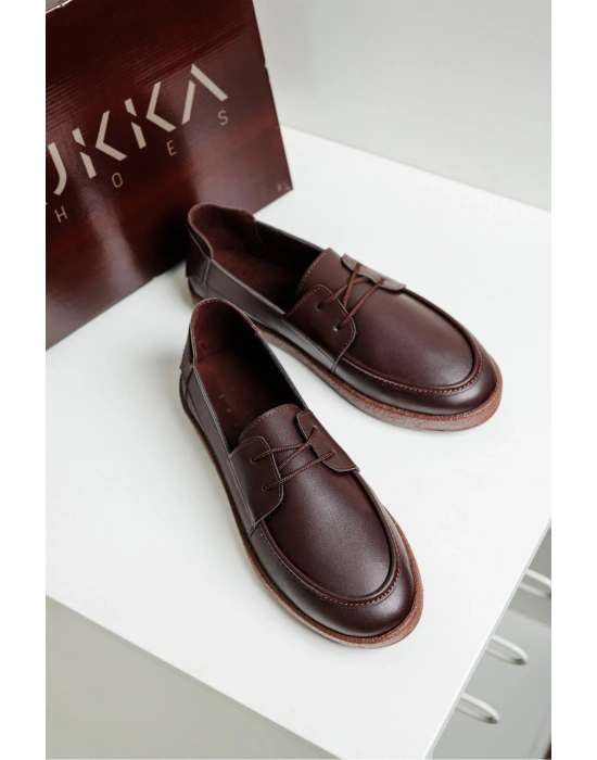 Rosa Erkek Acı Kahve Suni Deri Bağcıklı Loafer Günlük Casual Ayakkabı