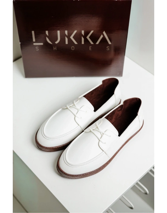 Rosa Erkek Suni Beyaz Deri Bağcıklı Loafer Günlük Casual Ayakkabı