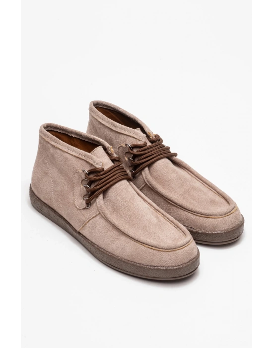 Amy Erkek Bej Süet Bağcıklı Golf Ayakkabı Bot