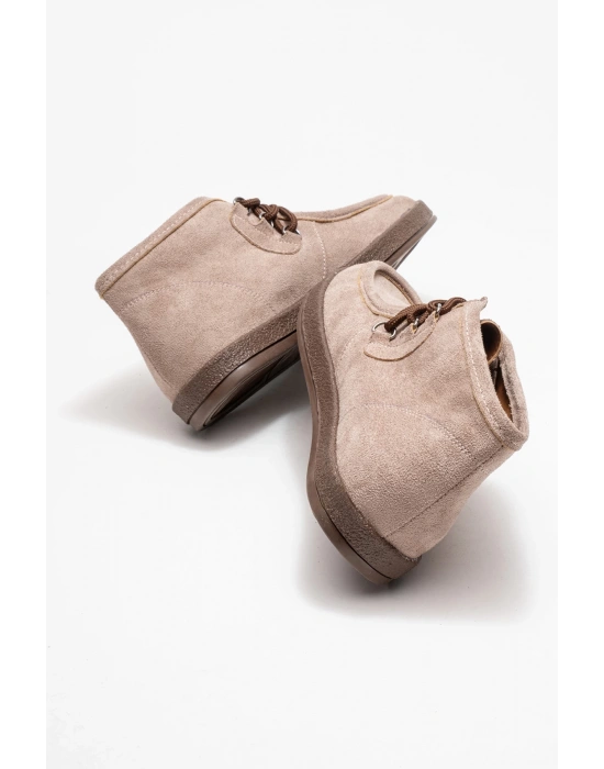 Amy Erkek Bej Süet Bağcıklı Golf Ayakkabı Bot