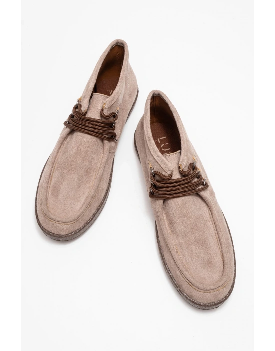 Amy Erkek Bej Süet Bağcıklı Golf Ayakkabı Bot