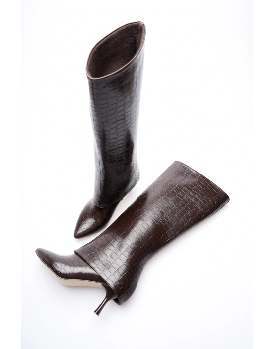 Tatum Kadın Acı Kahve Kroko Tak Çıkar Çizme
