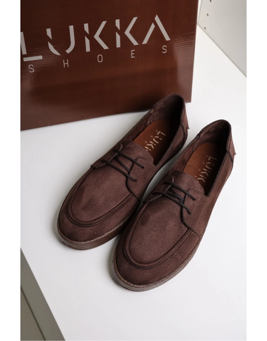 Rosa Erkek Acı Kahve Süet Bağcıklı Loafer Günlük Casual Ayakkabı