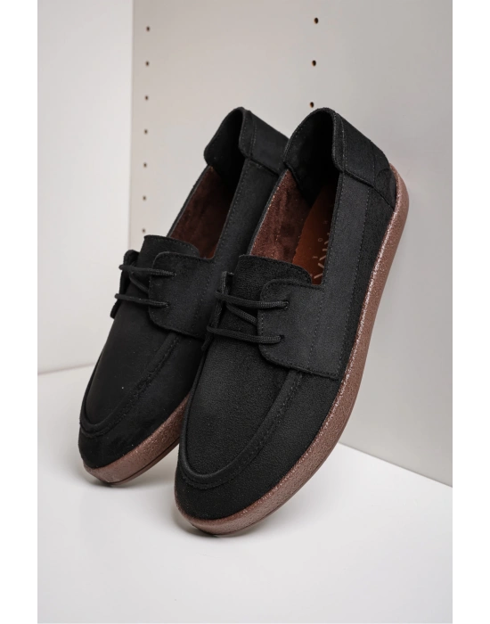 Rosa Erkek Siyah Süet Bağcıklı Loafer Günlük Casual Ayakkabı