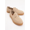 Mary Erkek Bej Deri tozu Bağcıklı ayakkabı