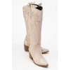 Valeria Kadın Bej Nakışlı Kovboy Western Dallas Çizme