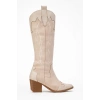 Valeria Kadın Bej Nakışlı Kovboy Western Dallas Çizme